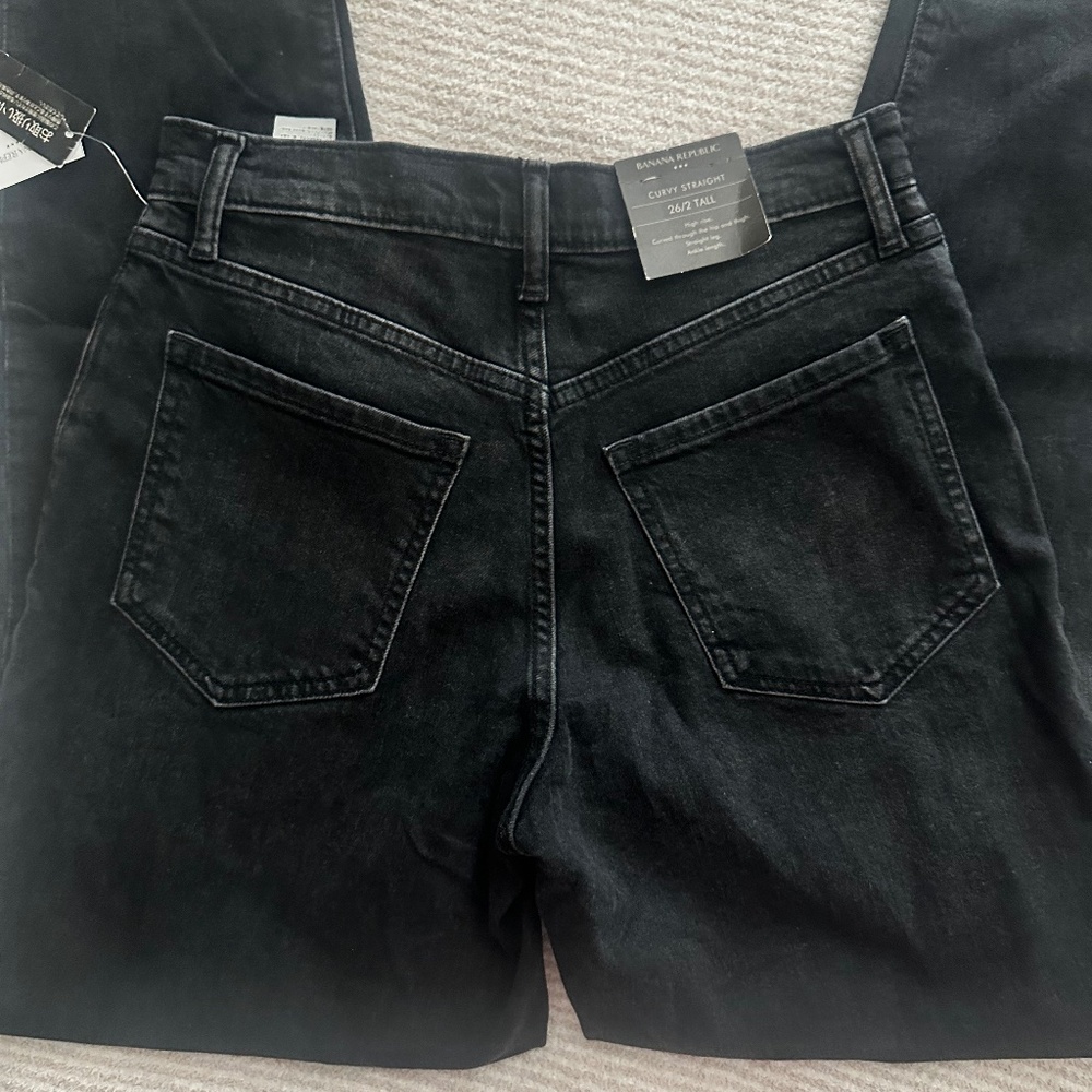 Banana Republic Curvy Straight Jeans | Black Denim | 26 Tall | NWT